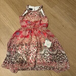 JCPenney Brown and Tan Pleated Tie Front Sundress